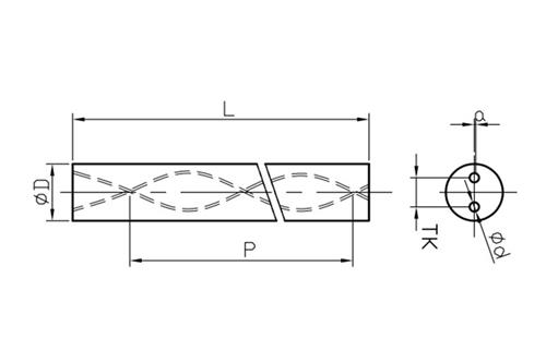 Стержни с 2 спиральными отверстиями для охлаждающей жидкости (40°)